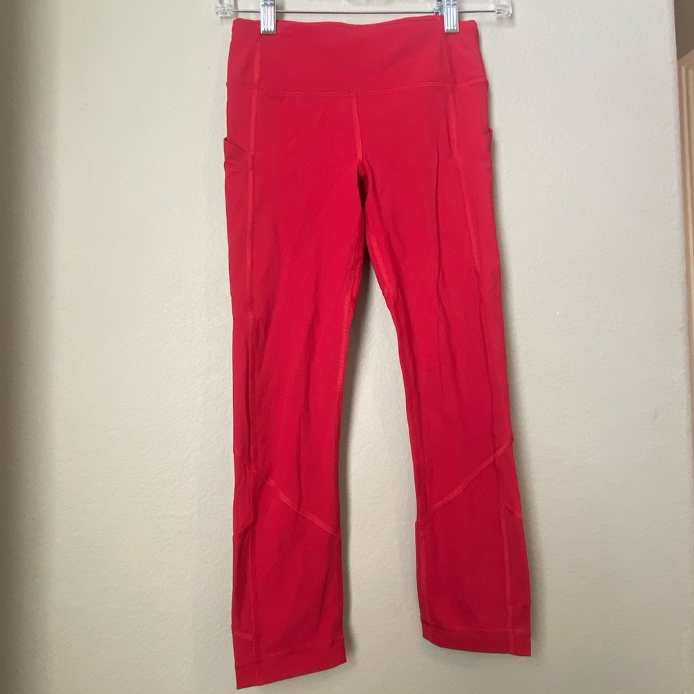 red Lululemon capri leggings - side 2